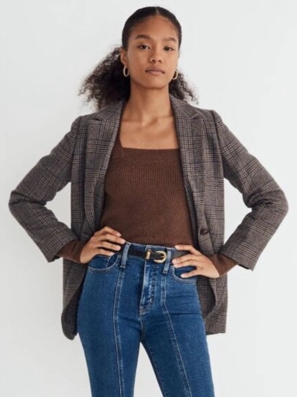 Madewell Larsen Blazer in Hawsell Plaid- XS